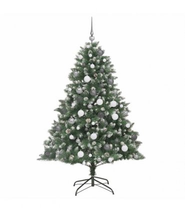 vidaXL Artificial Christmas Tree Green and white 180 cm PVC