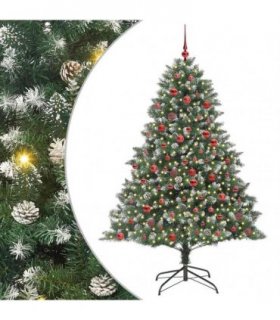 vidaXL Artificial Christmas Tree Green and white 180 cm PVC