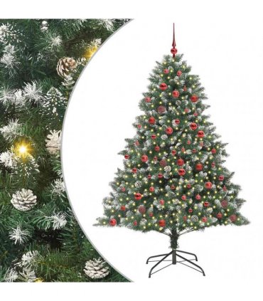vidaXL Artificial Christmas Tree Green and white 180 cm PVC