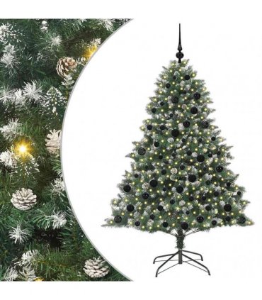 vidaXL Artificial Christmas Tree Green and white 180 cm PVC