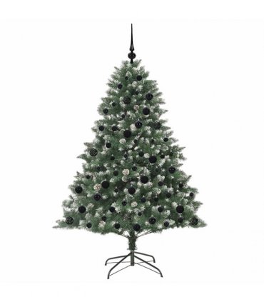 vidaXL Artificial Christmas Tree Green and white 180 cm PVC