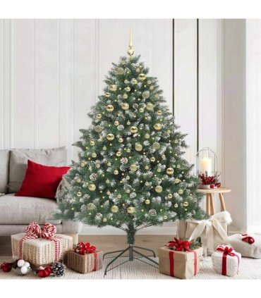 vidaXL Artificial Christmas Tree Green and white 180 cm PVC