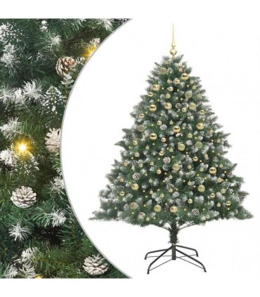 vidaXL Artificial Christmas Tree Green and white 180 cm PVC