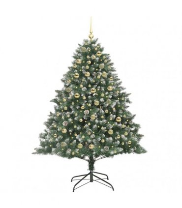 vidaXL Artificial Christmas Tree Green and white 180 cm PVC
