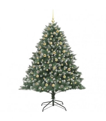 vidaXL Artificial Christmas Tree Green and white 180 cm PVC