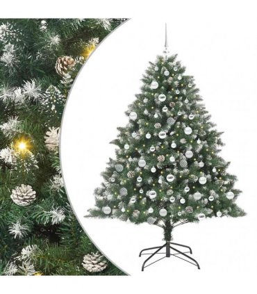 vidaXL Artificial Christmas Tree Green and white 180 cm PVC