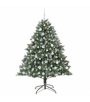 vidaXL Artificial Christmas Tree Green and white 180 cm PVC