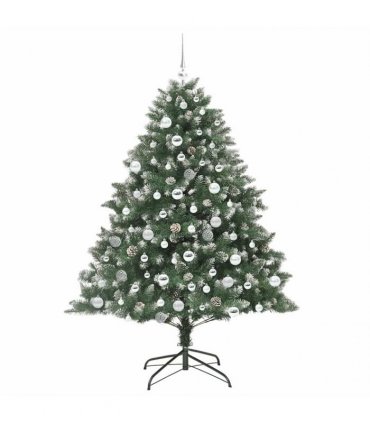 vidaXL Artificial Christmas Tree Green and white 180 cm PVC