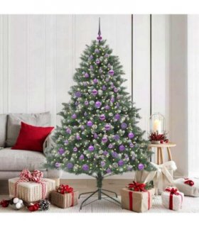 vidaXL Artificial Christmas Tree Green and white 180 cm PVC