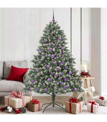 vidaXL Artificial Christmas Tree Green and white 180 cm PVC