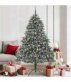 vidaXL Artificial Christmas Tree Green and white 180 cm PVC