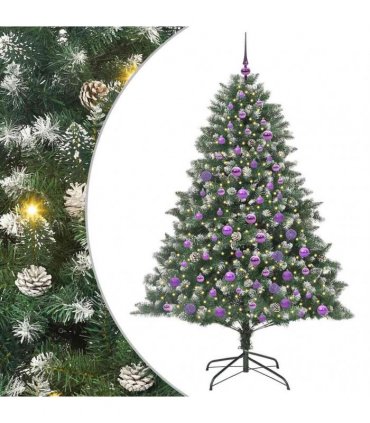 vidaXL Artificial Christmas Tree Green and white 180 cm PVC