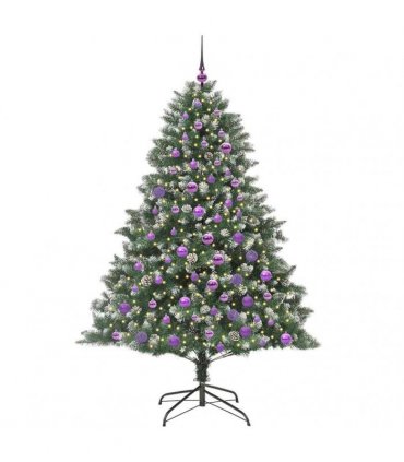 vidaXL Artificial Christmas Tree Green and white 180 cm PVC