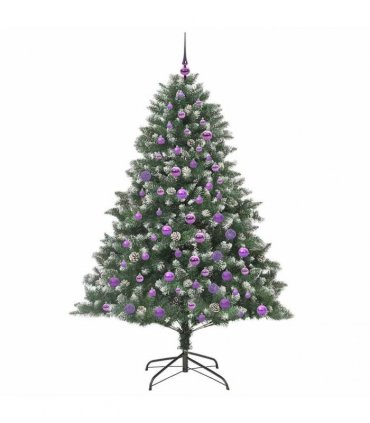 vidaXL Artificial Christmas Tree Green and white 180 cm PVC