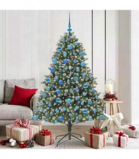 vidaXL Artificial Christmas Tree Green and white 180 cm PVC