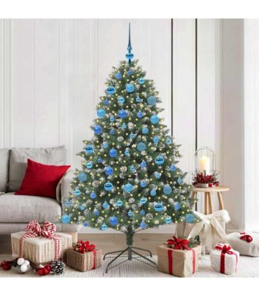vidaXL Artificial Christmas Tree Green and white 180 cm PVC