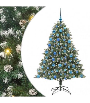 vidaXL Artificial Christmas Tree Green and white 180 cm PVC