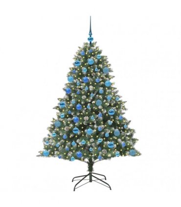 vidaXL Artificial Christmas Tree Green and white 180 cm PVC