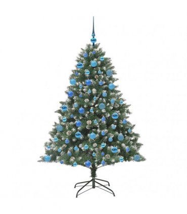 vidaXL Artificial Christmas Tree Green and white 180 cm PVC