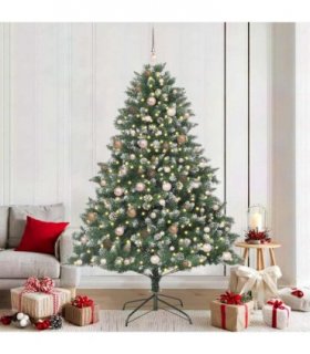 vidaXL Artificial Christmas Tree Green and white 210 cm PVC
