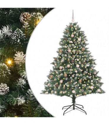 vidaXL Artificial Christmas Tree Green and white 210 cm PVC