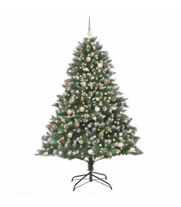 vidaXL Artificial Christmas Tree Green and white 210 cm PVC