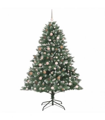 vidaXL Artificial Christmas Tree Green and white 210 cm PVC