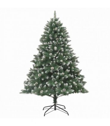 vidaXL Artificial Christmas Tree Green and white 210 cm PVC