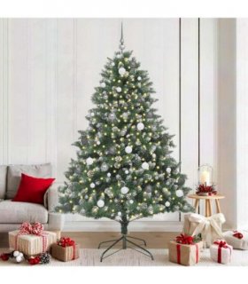 vidaXL Artificial Christmas Tree Green and white 210 cm PVC