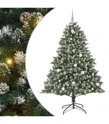 vidaXL Artificial Christmas Tree Green and white 210 cm PVC