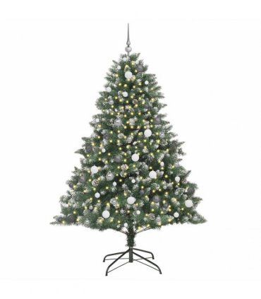 vidaXL Artificial Christmas Tree Green and white 210 cm PVC