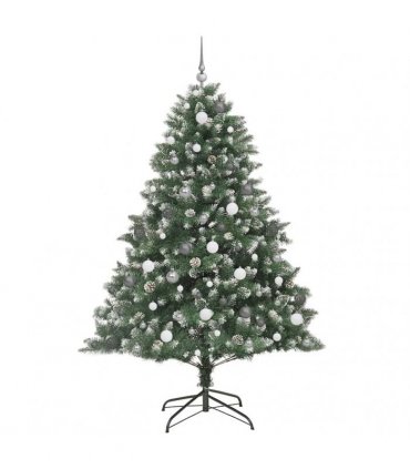 vidaXL Artificial Christmas Tree Green and white 210 cm PVC