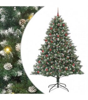 vidaXL Artificial Christmas Tree Green and white 210 cm PVC