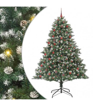 vidaXL Artificial Christmas Tree Green and white 210 cm PVC