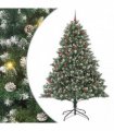 vidaXL Artificial Christmas Tree Green and white 210 cm PVC