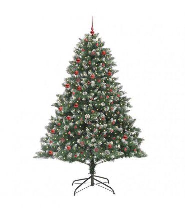 vidaXL Artificial Christmas Tree Green and white 210 cm PVC