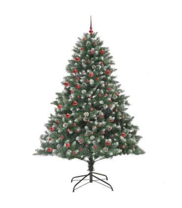 vidaXL Artificial Christmas Tree Green and white 210 cm PVC