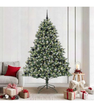 vidaXL Artificial Christmas Tree Green and white 210 cm PVC