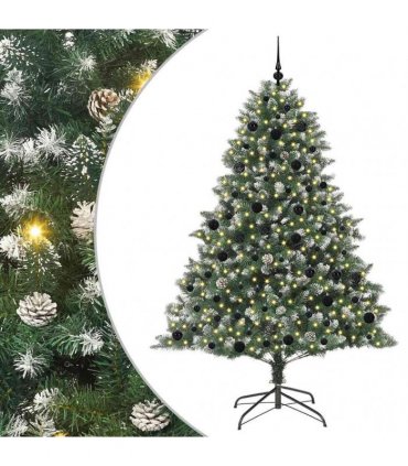 vidaXL Artificial Christmas Tree Green and white 210 cm PVC