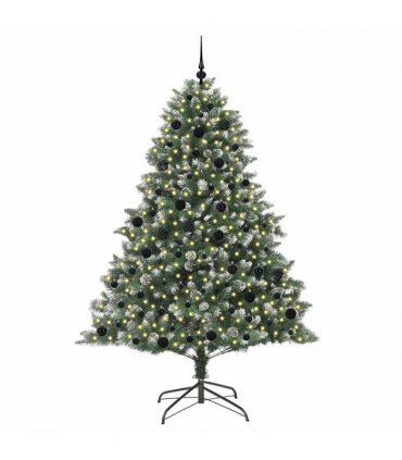 vidaXL Artificial Christmas Tree Green and white 210 cm PVC