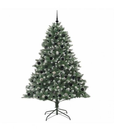 vidaXL Artificial Christmas Tree Green and white 210 cm PVC