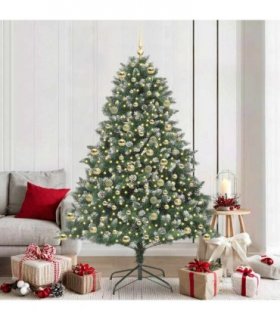 vidaXL Artificial Christmas Tree Green and white 210 cm PVC