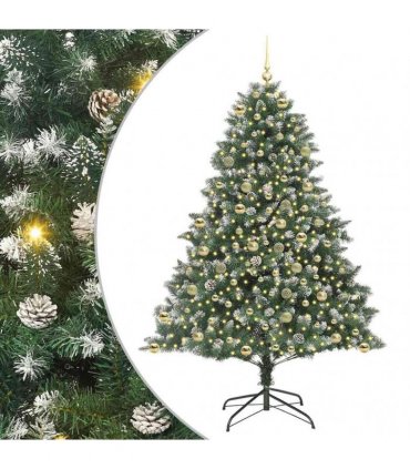 vidaXL Artificial Christmas Tree Green and white 210 cm PVC