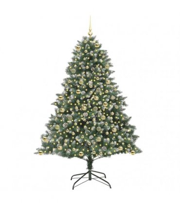 vidaXL Artificial Christmas Tree Green and white 210 cm PVC