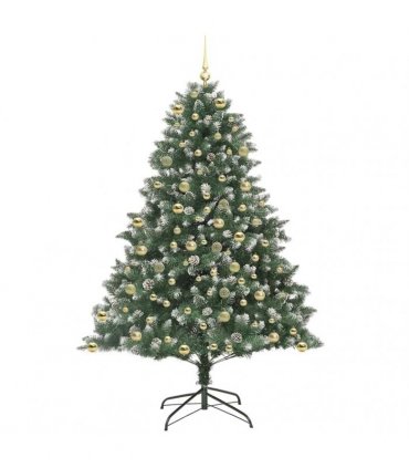 vidaXL Artificial Christmas Tree Green and white 210 cm PVC