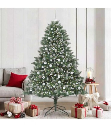 vidaXL Artificial Christmas Tree Green and white 210 cm PVC