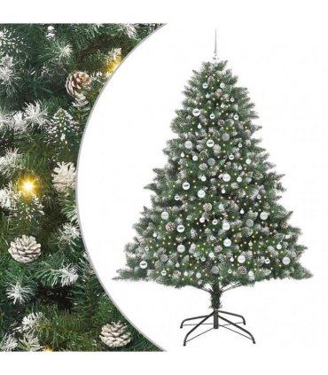 vidaXL Artificial Christmas Tree Green and white 210 cm PVC