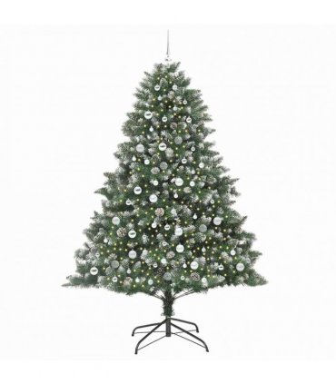 vidaXL Artificial Christmas Tree Green and white 210 cm PVC