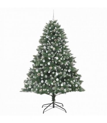 vidaXL Artificial Christmas Tree Green and white 210 cm PVC