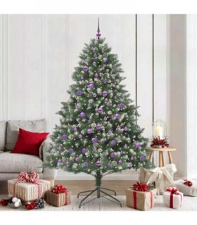 vidaXL Artificial Christmas Tree Green and white 210 cm PVC